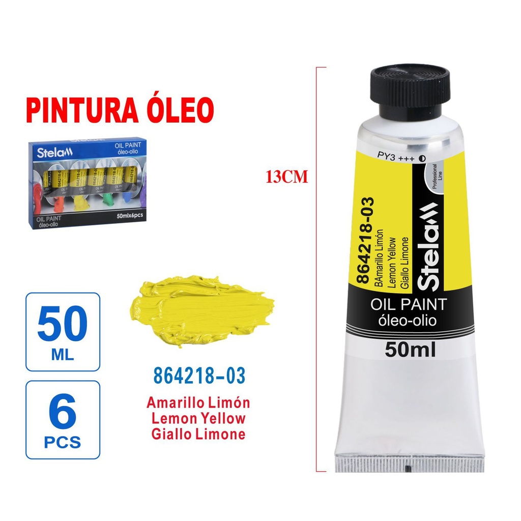 Pintura al óleo amarilla limón 50ml - Material artístico