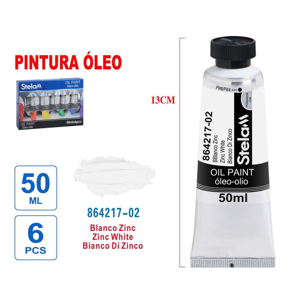 Pintura al óleo blanca de zinc 50ml - Material artístico