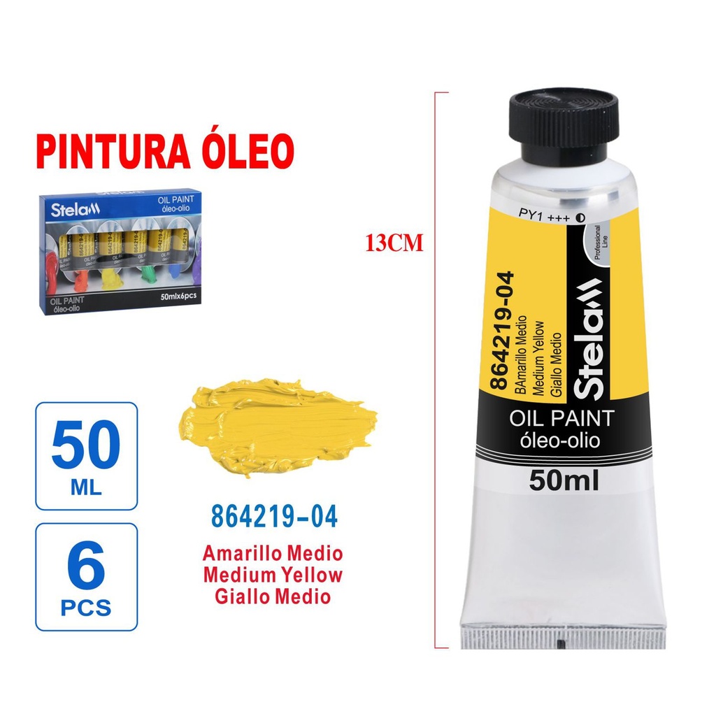 Pintura al óleo amarilla 50ml - Material artístico