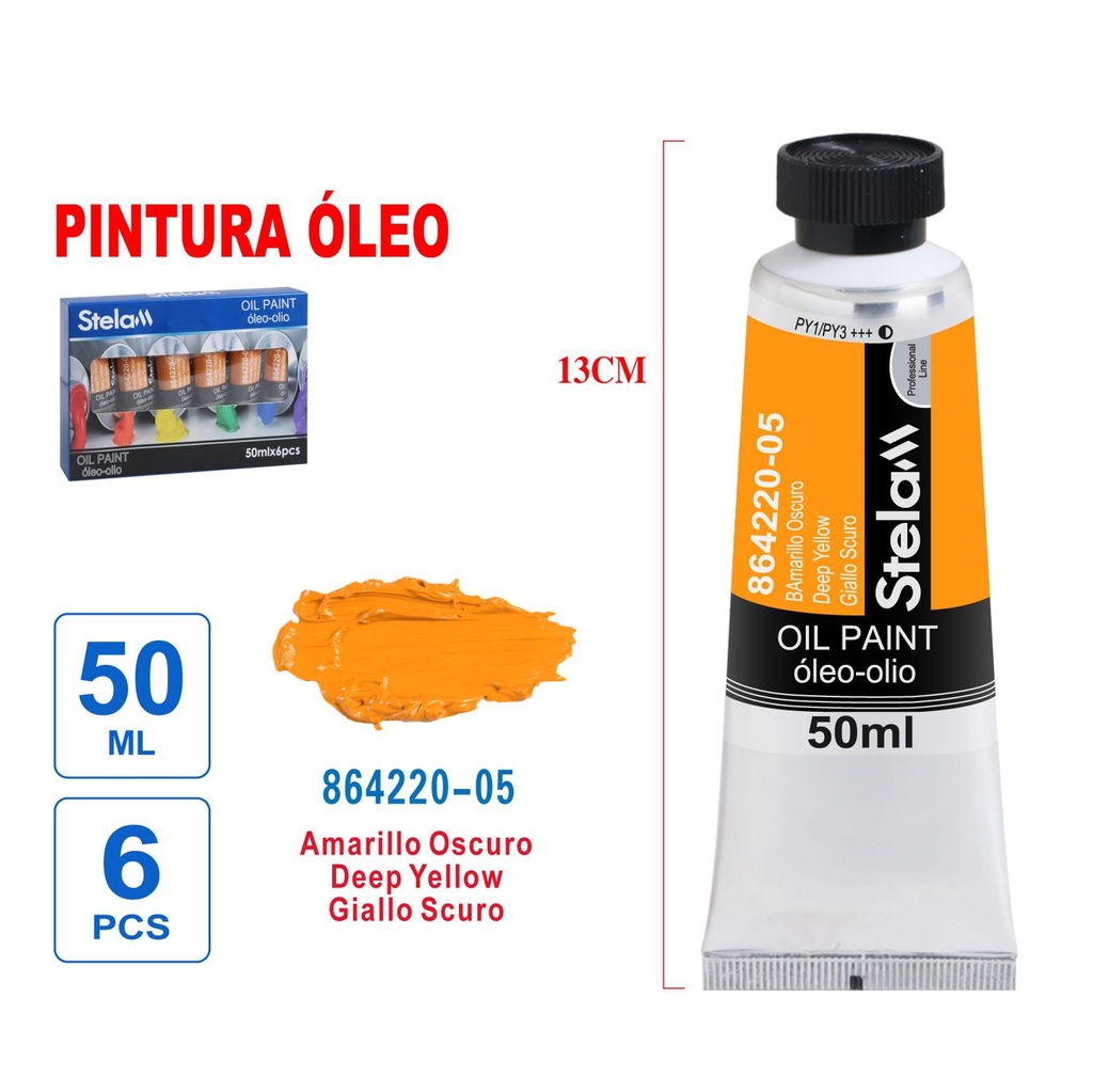 Pintura al óleo naranja 50ml - Material artístico