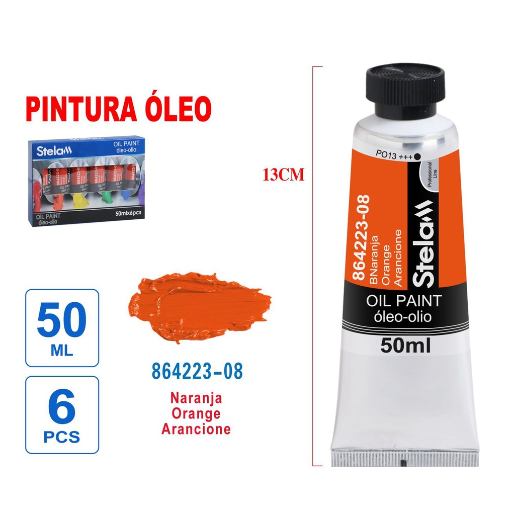 Pintura al óleo naranja 50ml - Material artístico