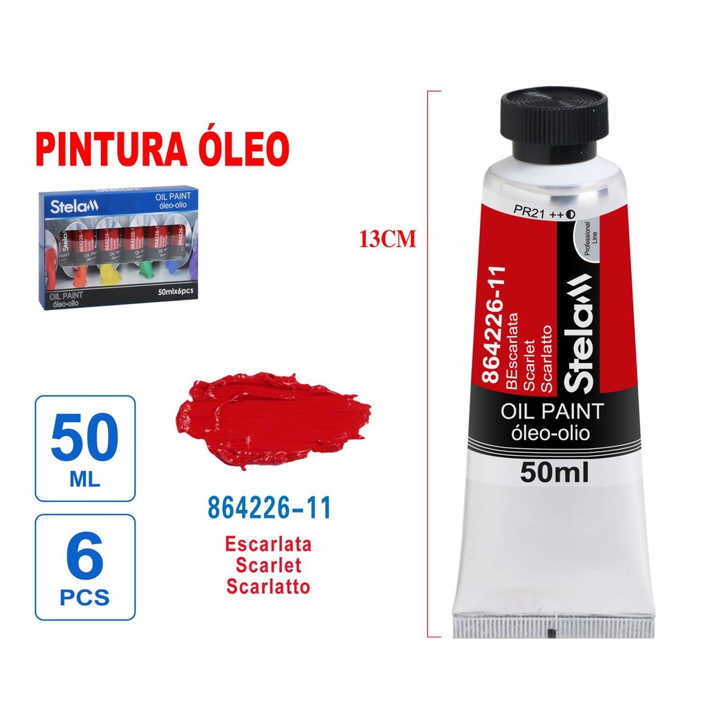 Pintura al óleo rojo intenso 50ml - Material artístico