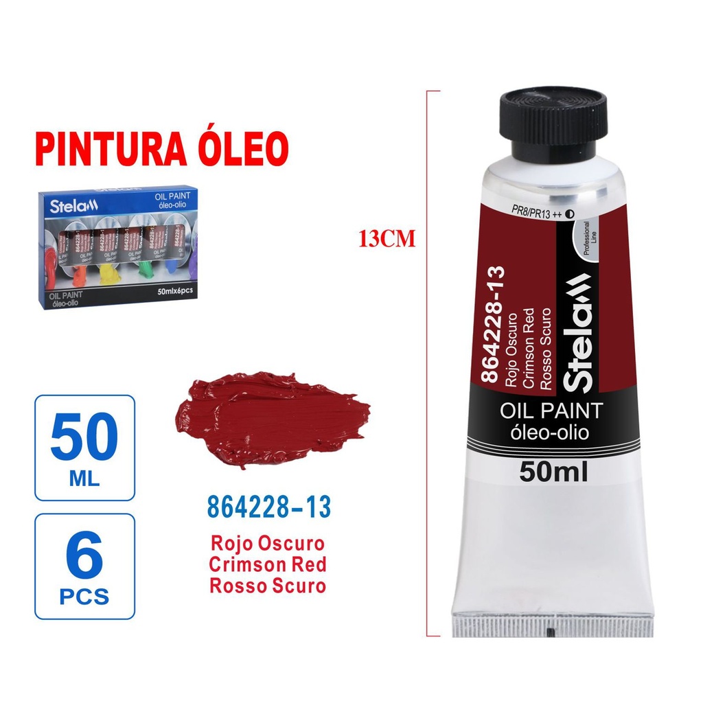 Pintura al óleo rojo oscuro 50ml - Material artístico