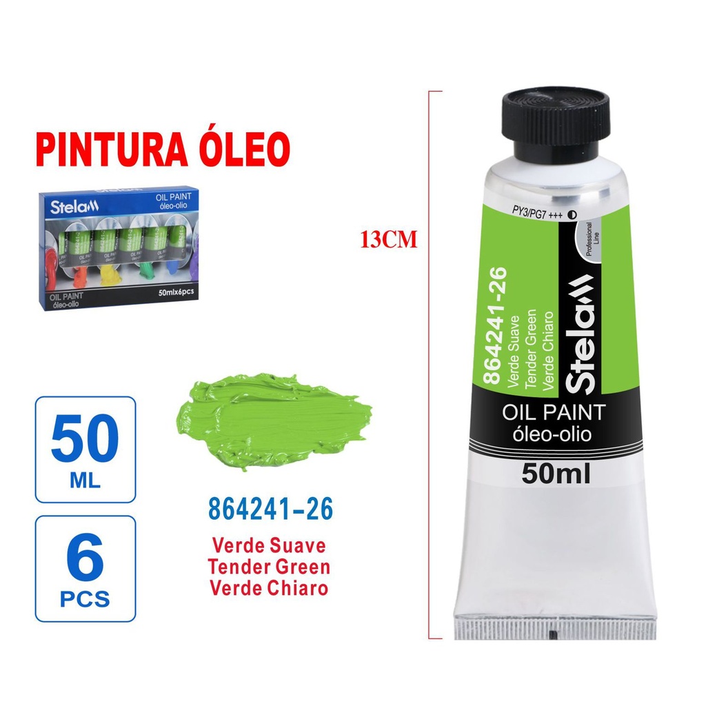 Pintura al óleo verde 50ml - Material artístico