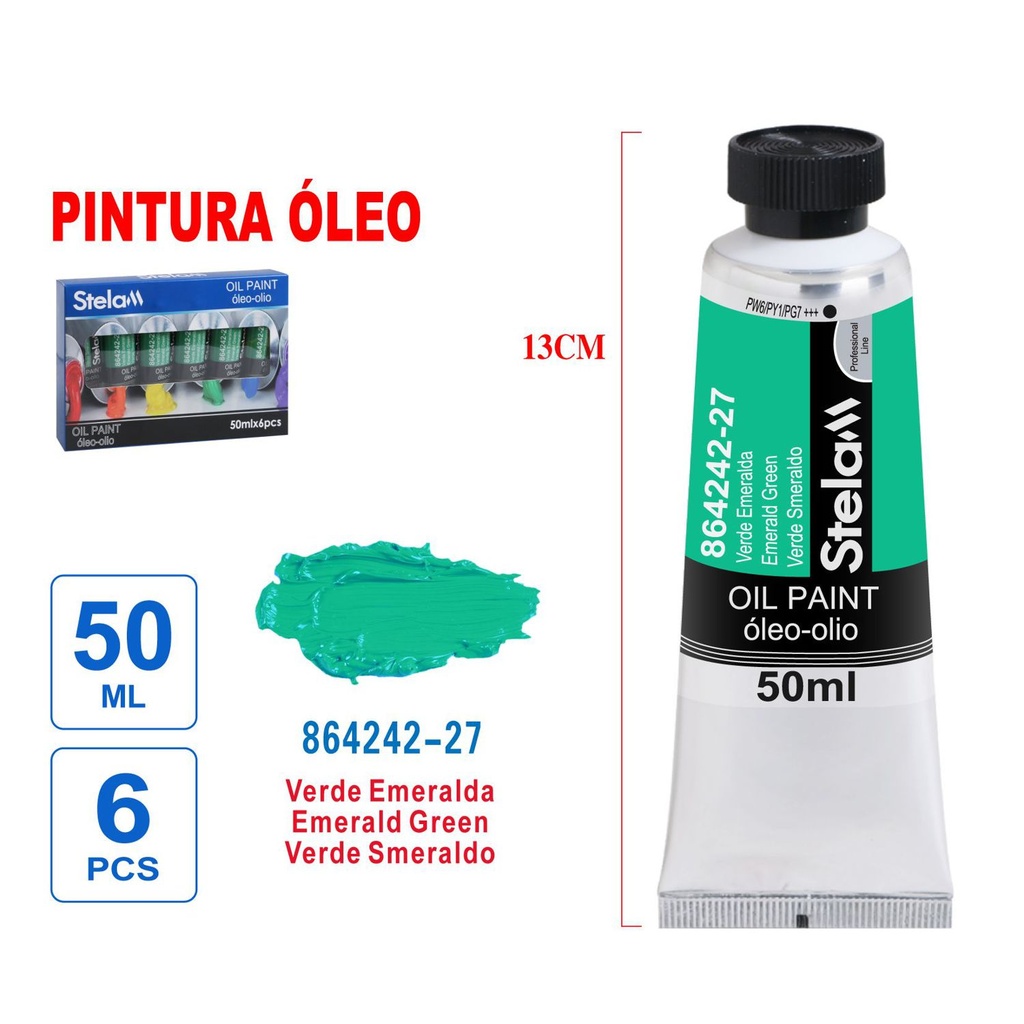 Pintura al óleo verde pastel 50ml - Material artístico