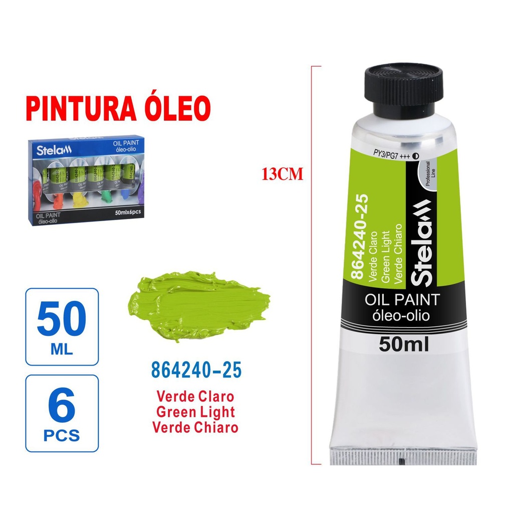 Pintura al óleo verde claro 50ml - Material artístico