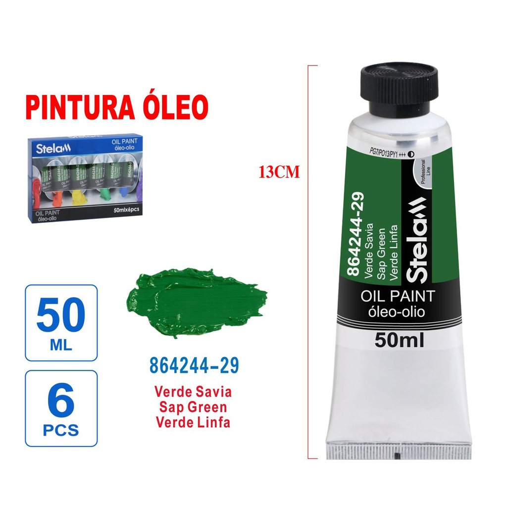 Pintura al óleo verde hierba 50ml - Material artístico