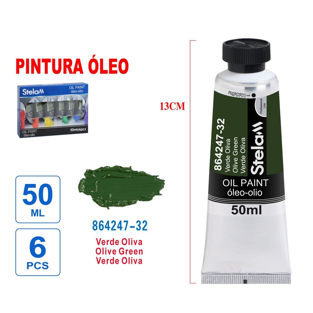 Pintura al óleo verde oliva 50ml - Material artístico