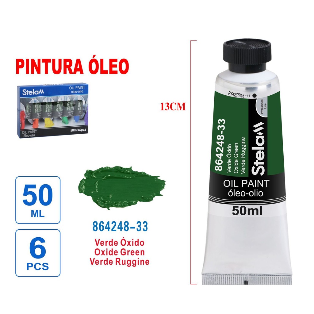 Pintura al óleo verde oxido 50ml - Material artístico