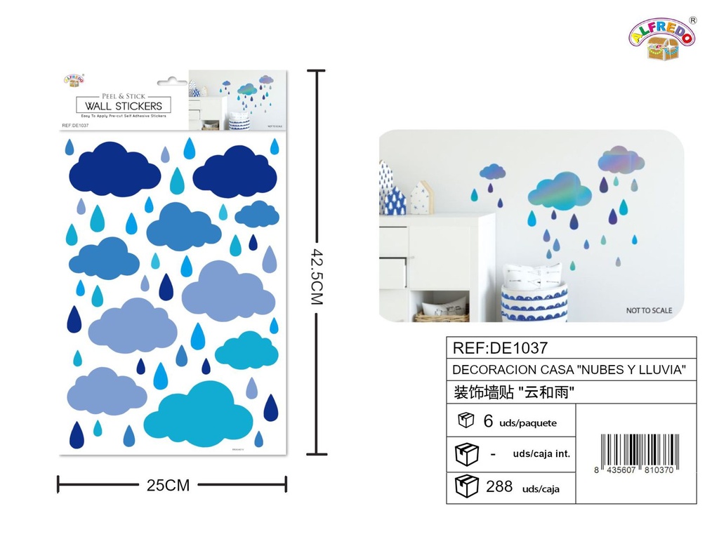 Decoración de casa "Nubes y Lluvia" 24.5x35cm - Vinilos decorativos
