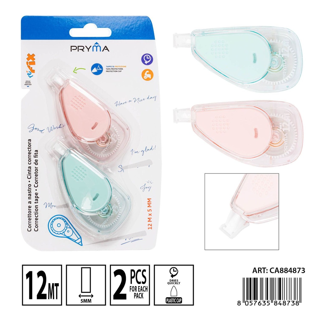 Cinta correctora 5mm x 12m 2 piezas - Artículos de corrección