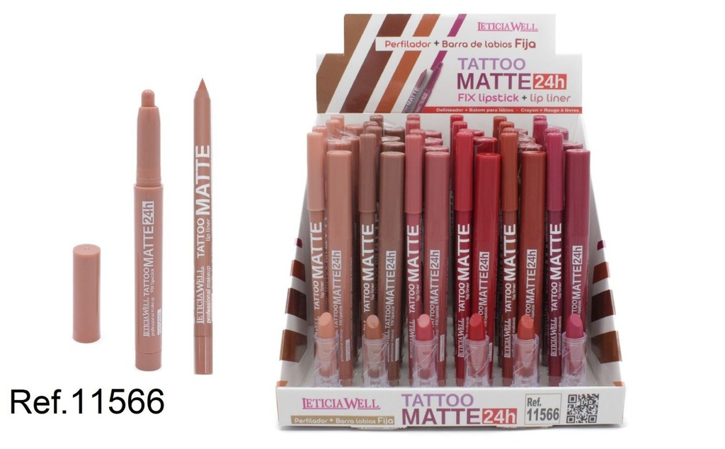 Dúo perfilador y brillo de labios fija 24 unidades - Cosméticos de labios