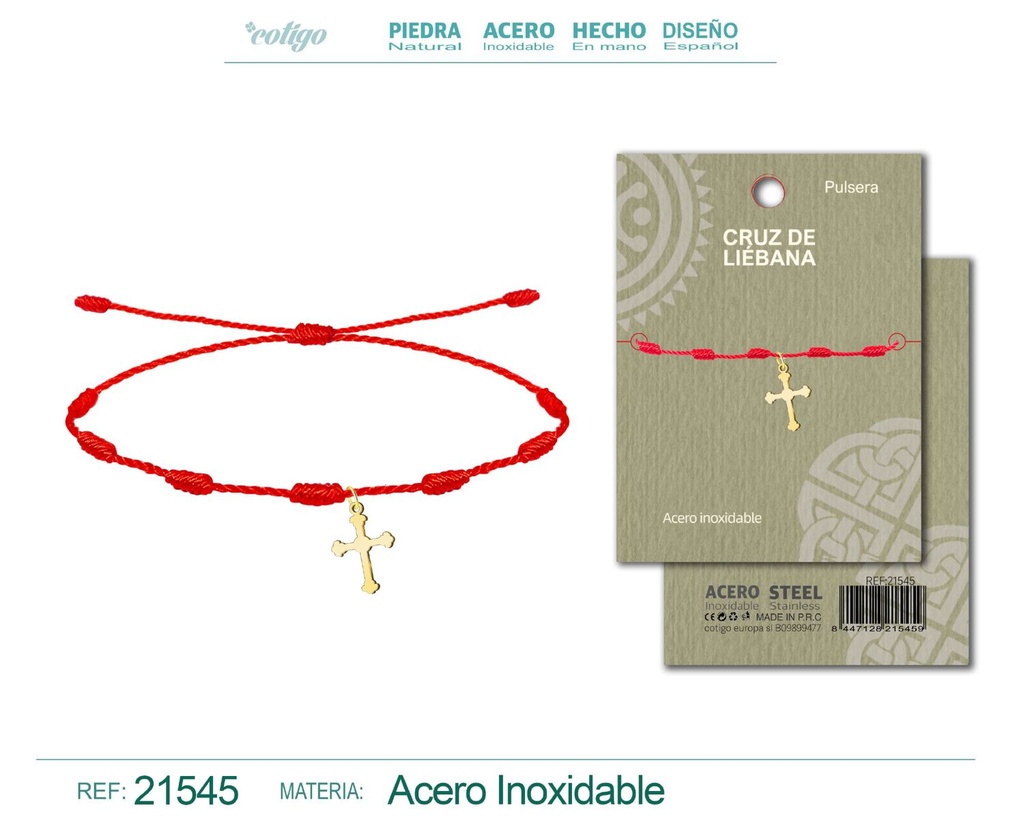 Pulsera de 7 nudos con colgante Cruz de Libeana - Joyería y accesorios