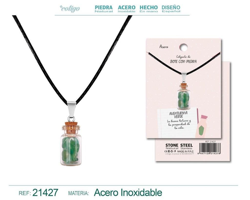 Colgante Bote de deseo con Aventurina Verde - Joyería y amuletos