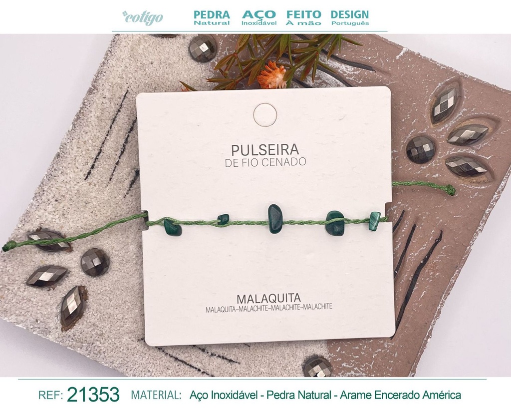 Pulsera de hilo encerado con Malaquita - Joyería y amuletos