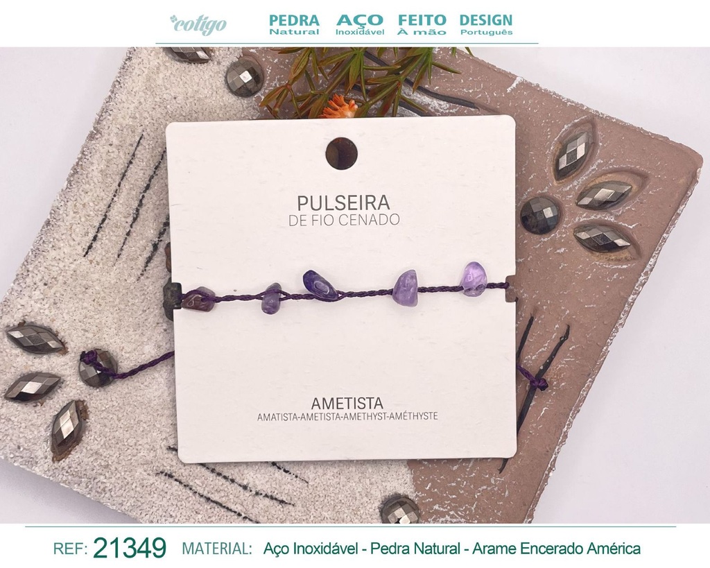 Pulsera de hilo encerado con Amatista - Joyería y amuletos