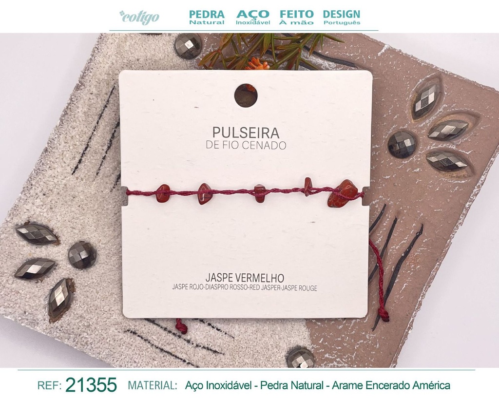 Pulsera de hilo encerado con Jaspe rojo - Joyería y amuletos