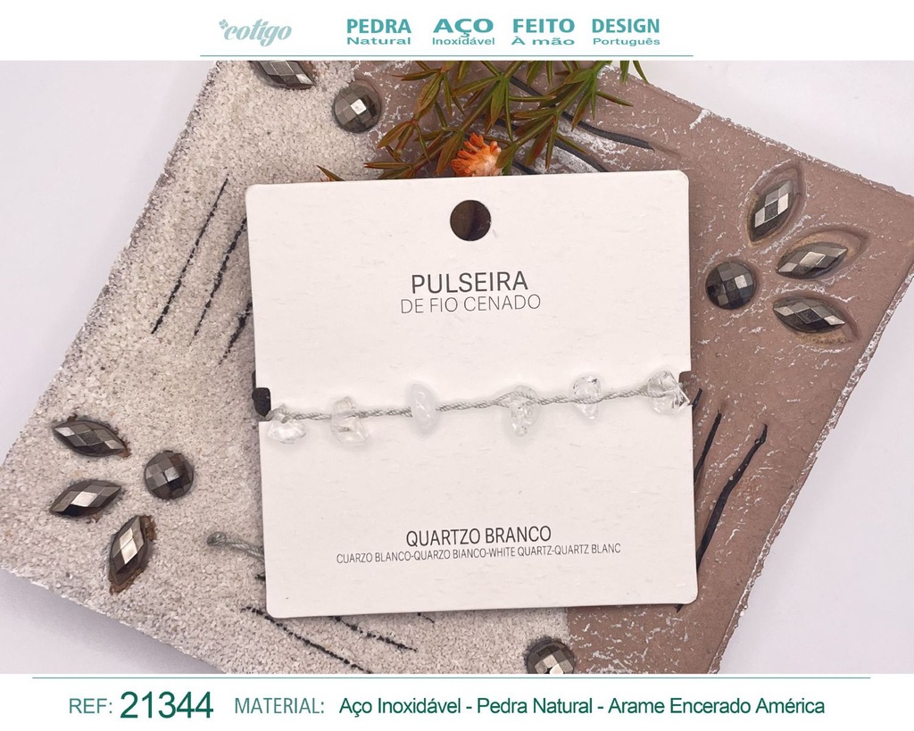 Pulsera de hilo encerado con Cuarzo blanco - Joyería y amuletos