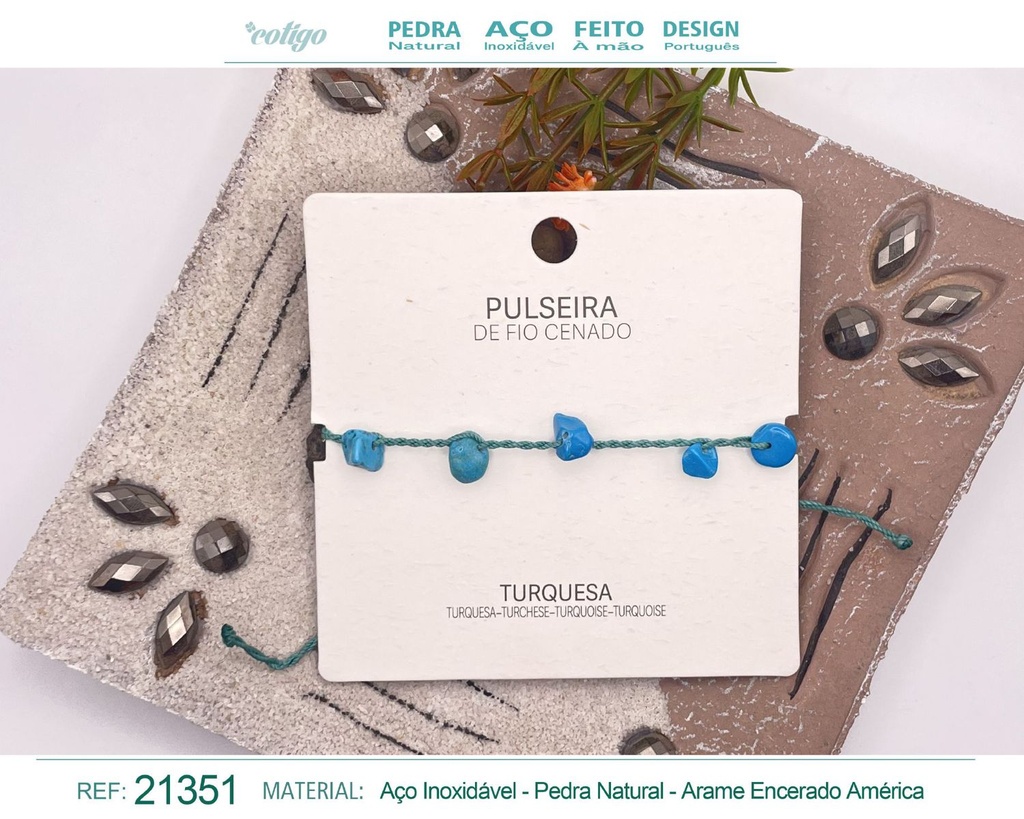 Pulsera de hilo encerado con Turquesa - Joyería y amuletos