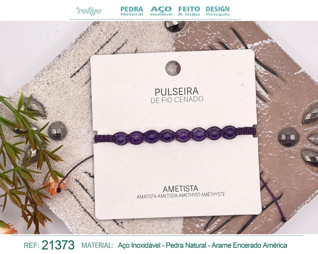 Pulsera de hilo encerado con Amatista - Joyería y amuletos