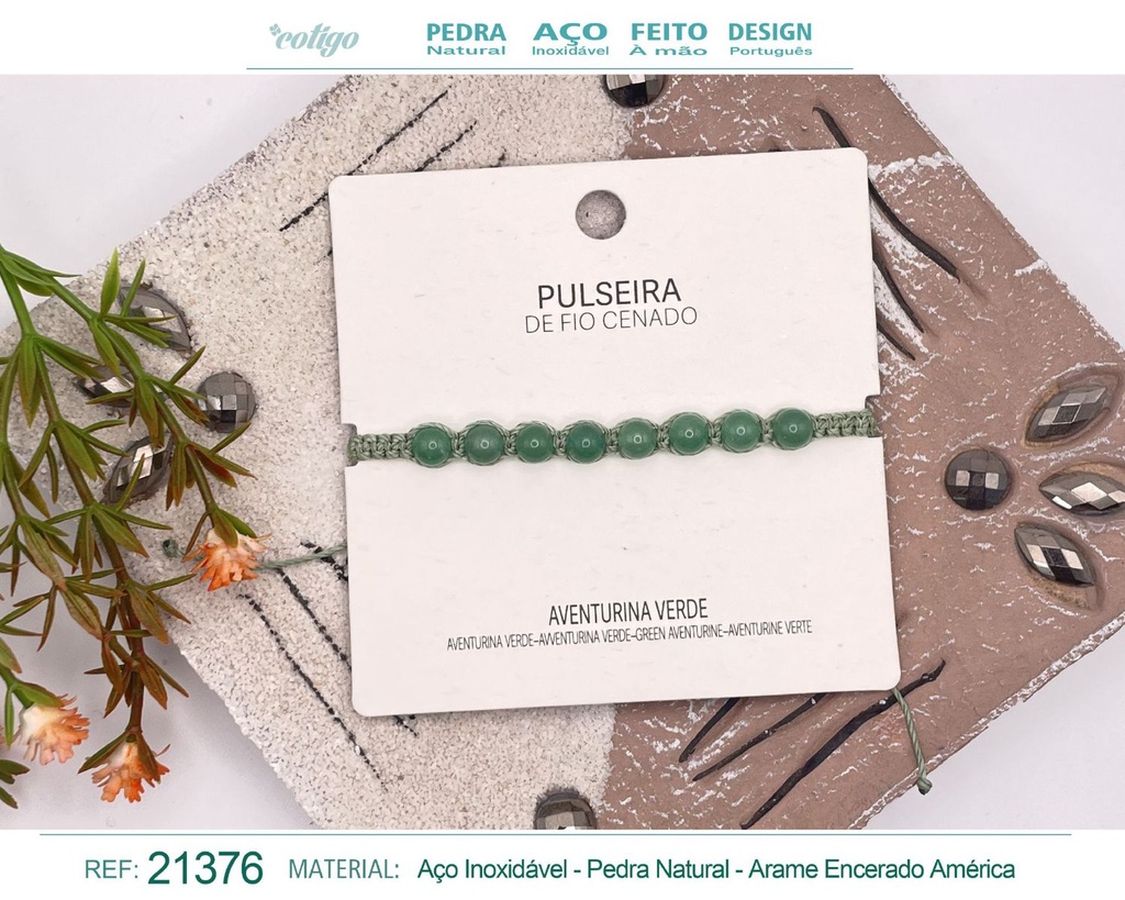 Pulsera de hilo encerado con Aventurina Verde - Joyería y amuletos