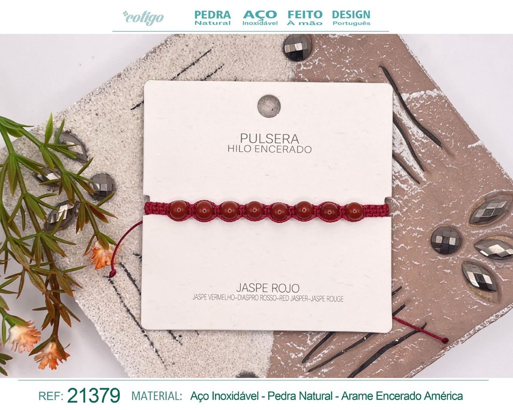 Pulsera de hilo encerado con Jaspe rojo - Joyería y amuletos