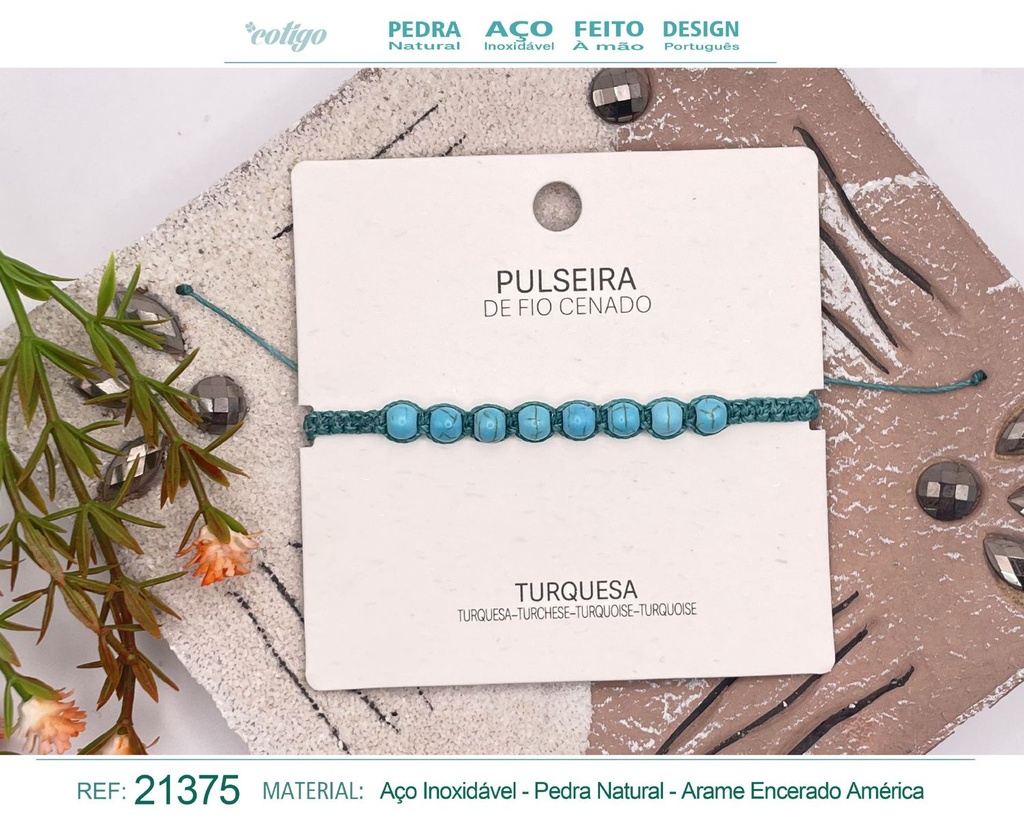 Pulsera de hilo encerado con Turquesa - Joyería y amuletos