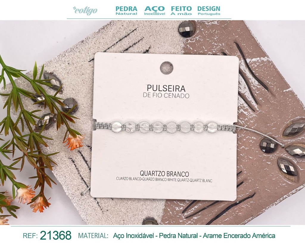 Pulsera de hilo encerado con Cuarzo blanco - Joyería y amuletos