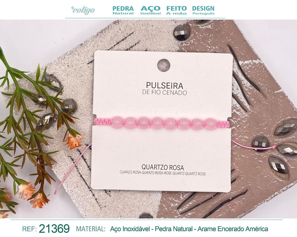 Pulsera de hilo encerado con Cuarzo rosa - Joyería y amuletos