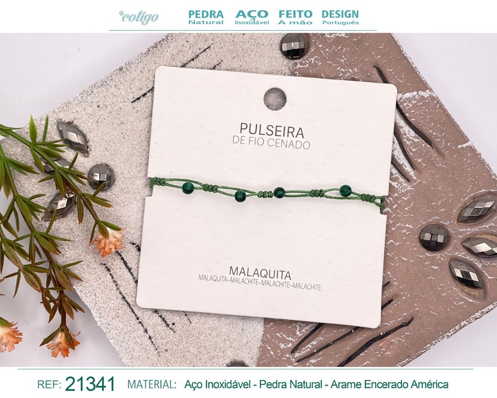 Pulsera de hilo encerado con Malaquita - Joyería y amuletos