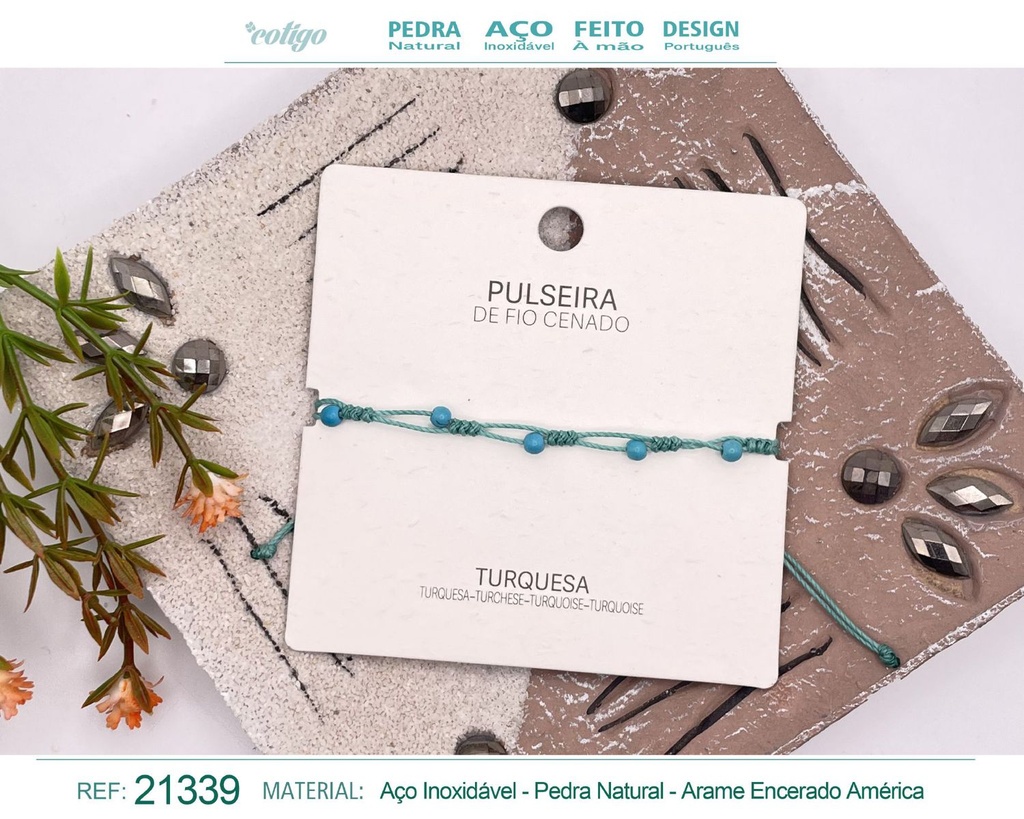 Pulsera de hilo encerado con Turquesa - Joyería y amuletos