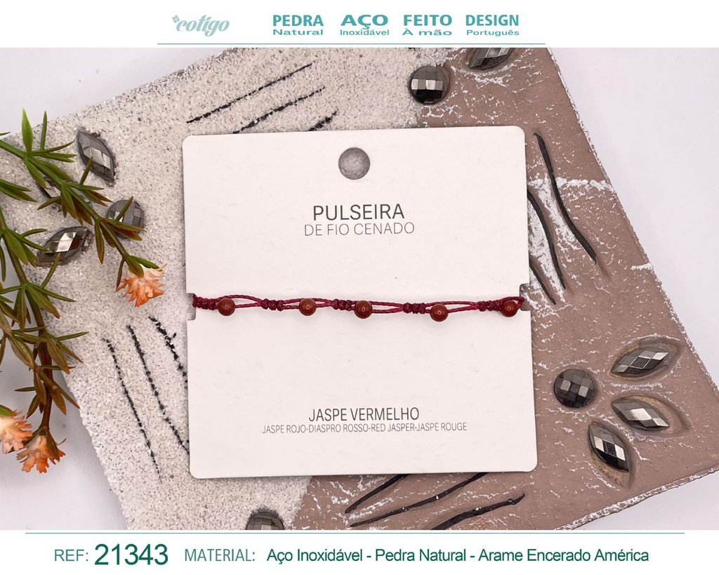 Pulsera de hilo encerado con Jaspe rojo - Joyería y amuletos