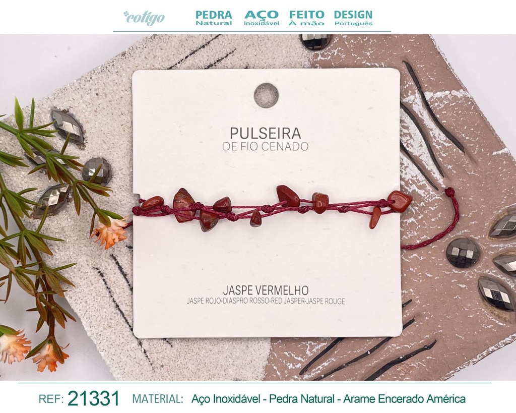 Pulsera de hilo encerado con Jaspe rojo - Joyería y amuletos