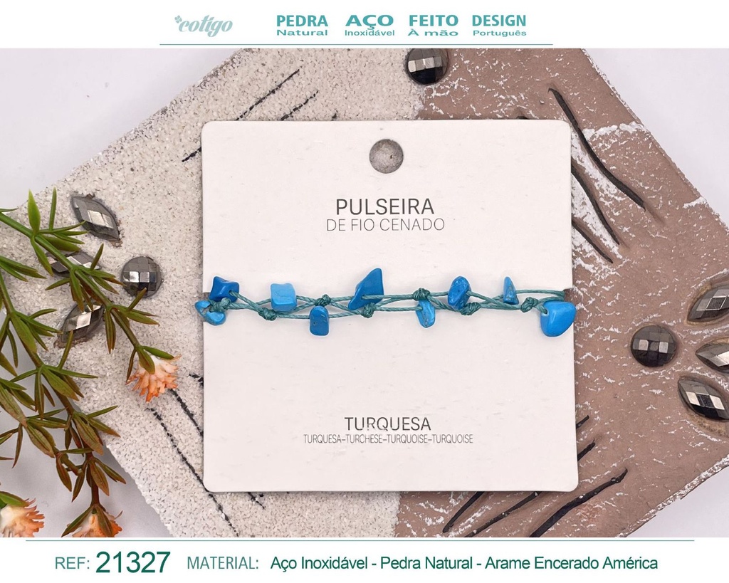 Pulsera de hilo encerado con Turquesa - Joyería y amuletos