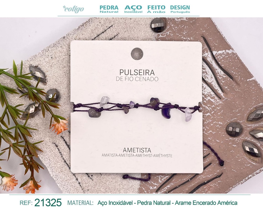 Pulsera de hilo encerado con Amatista - Joyería y amuletos