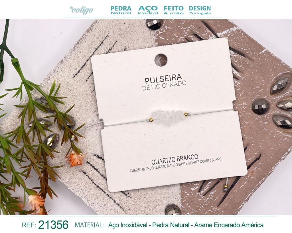 Pulsera de hilo encerado con Cuarzo blanco - Joyería y amuletos