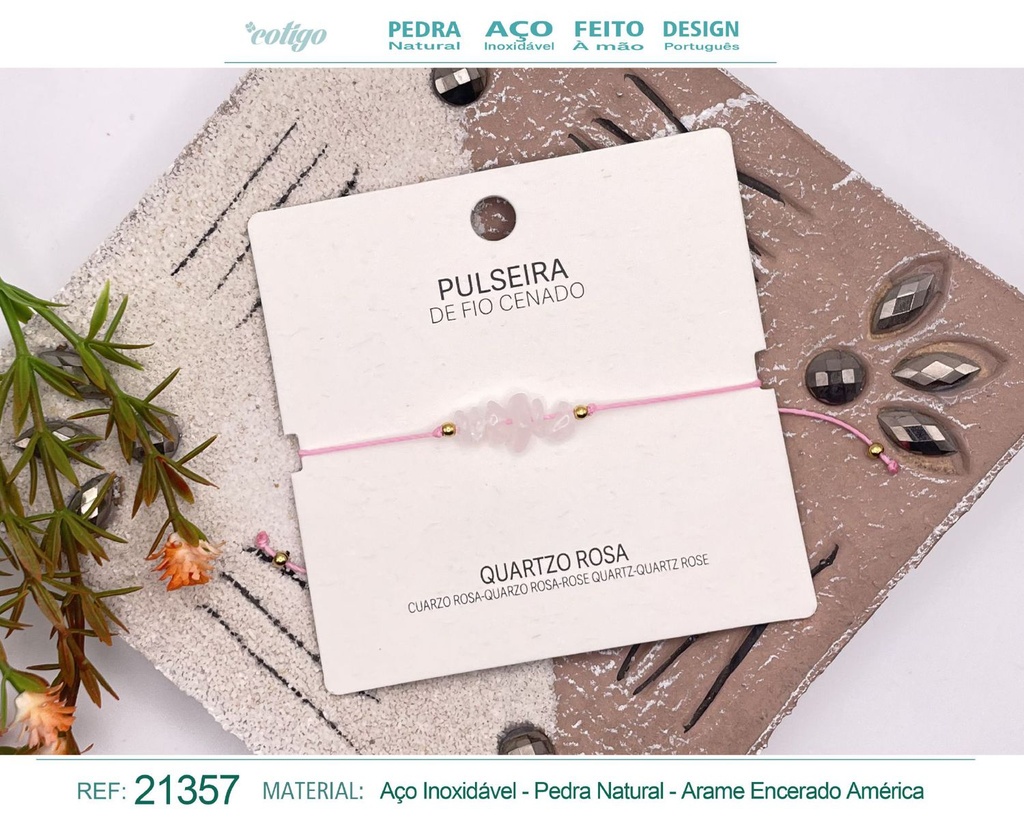 Pulsera de hilo encerado con Cuarzo rosa - Joyería y amuletos