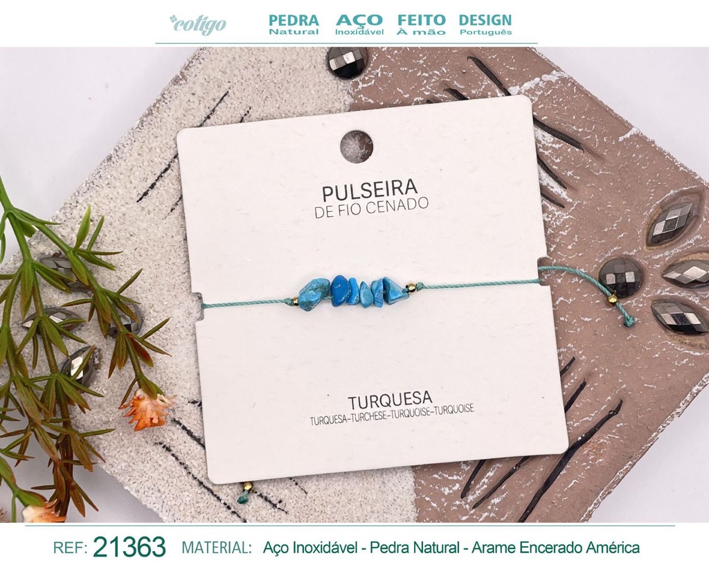 Pulsera de hilo encerado con Turquesa - Joyería y amuletos