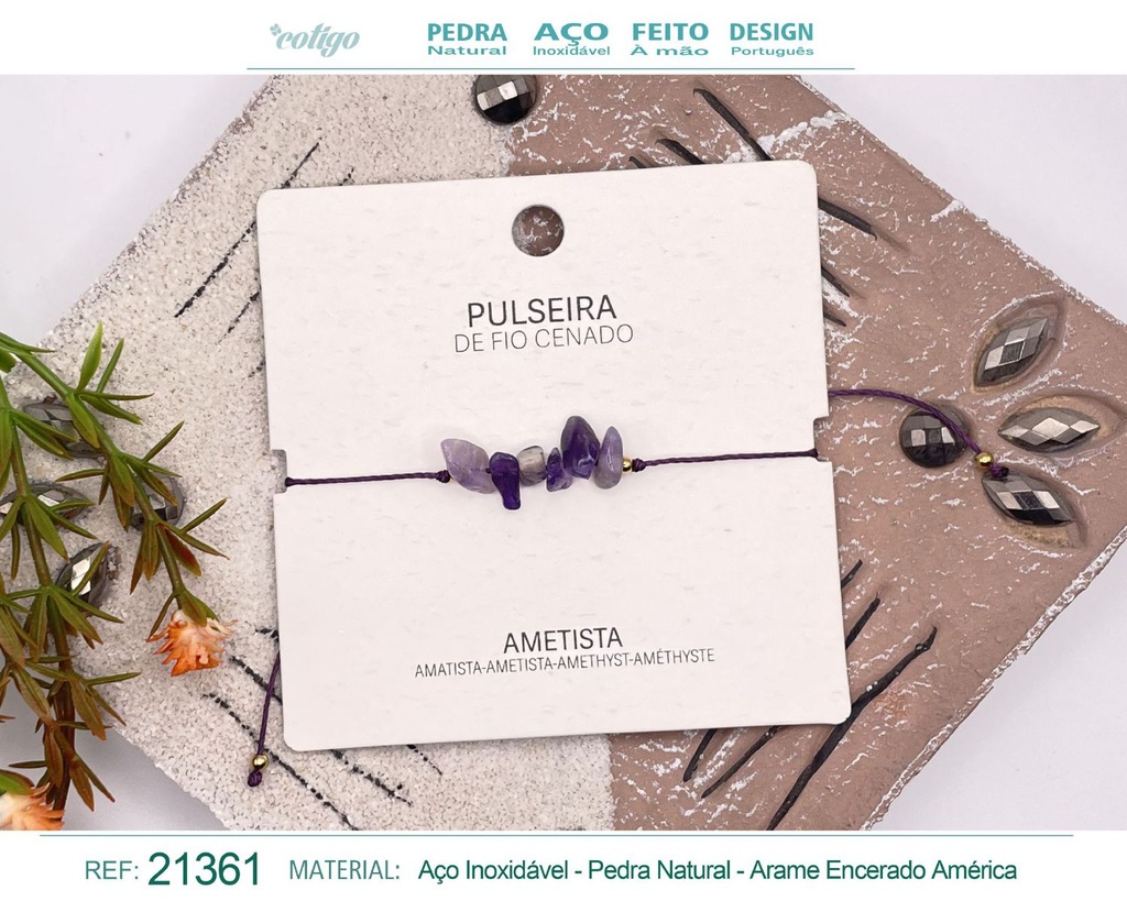 Pulsera de hilo encerado con Amatista - Joyería y amuletos