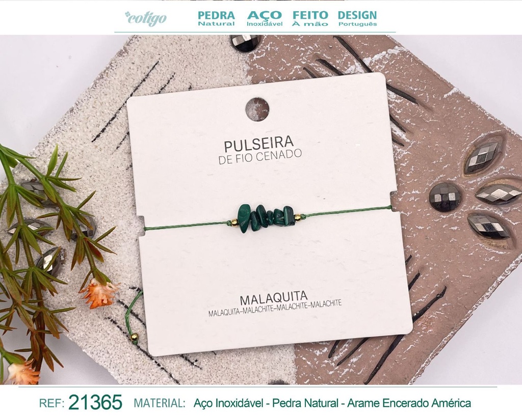 Pulsera de hilo encerado con Malaquita - Joyería y amuletos