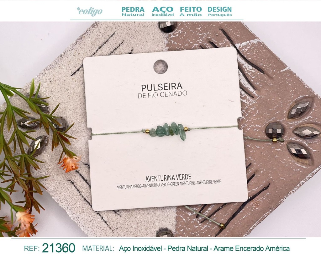 Pulsera de hilo encerado con Aventurina Verde - Joyería y amuletos