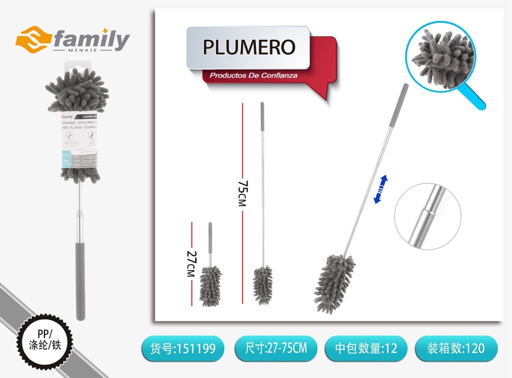 Plumero pequeño extensible de 27-75cm - Herramientas de limpieza