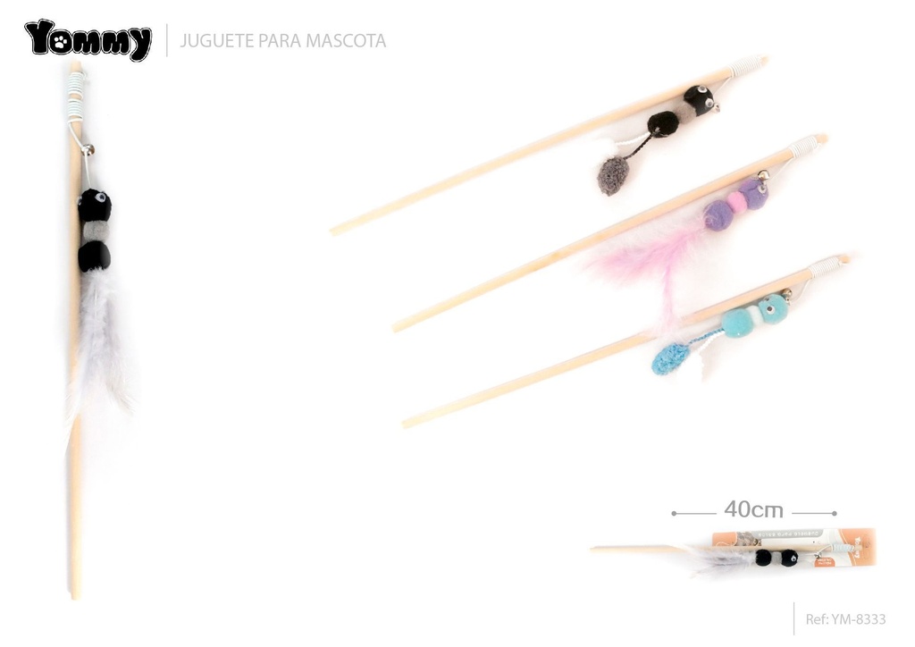 Juguete de varita con hormiga para gatos 40 cm - Juguetes para estimular y jugar