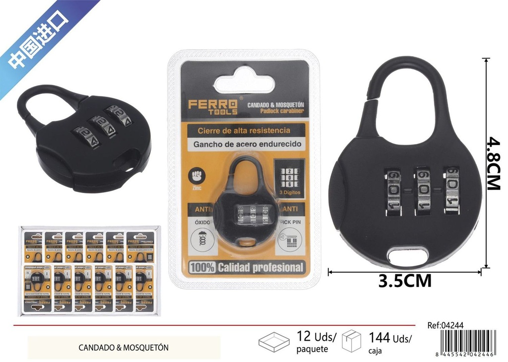 Candado de combinación de 3 dígitos - Accesorios de ferretería