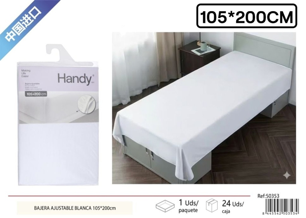 Funda de colchón blanca ajustable 105 x 200 cm - Textiles para el hogar y ropa de cama