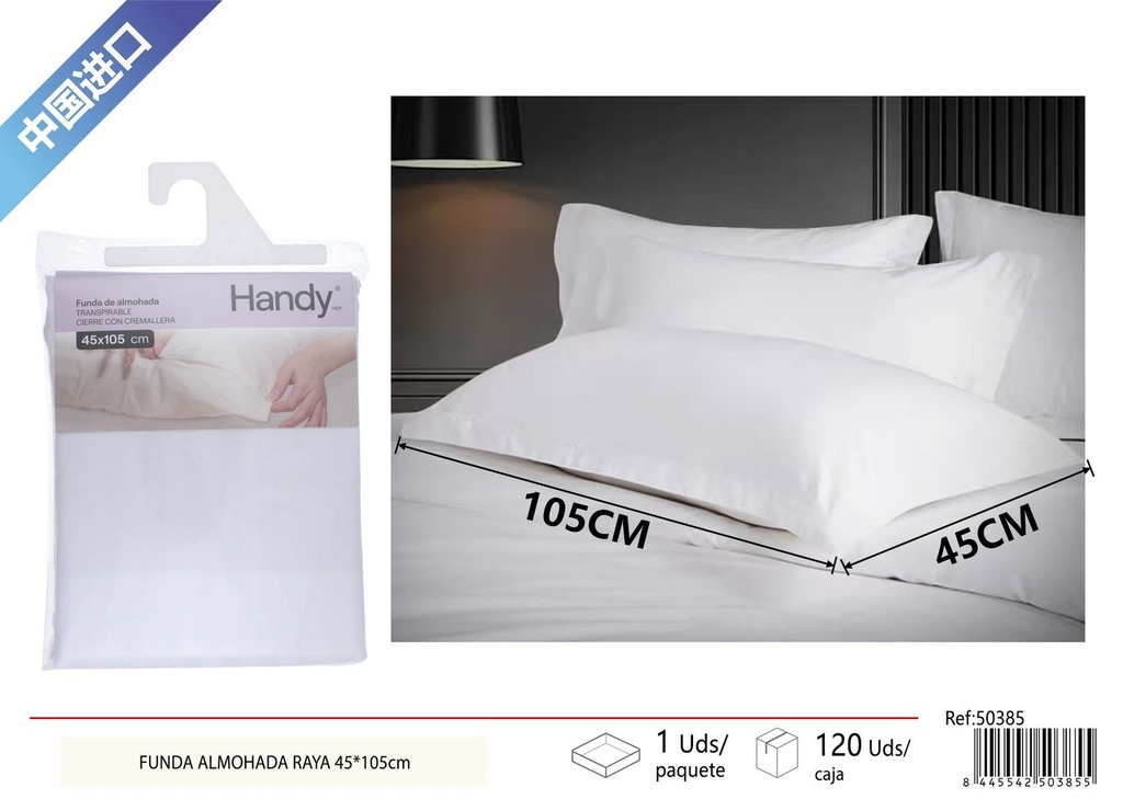 Funda de almohada blanca a rayas 45 x 105 cm - Textiles para el hogar y ropa de cama