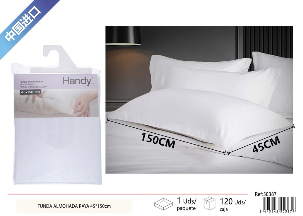 Funda de almohada blanca a rayas 45 x 150 cm - Textiles para el hogar y ropa de cama