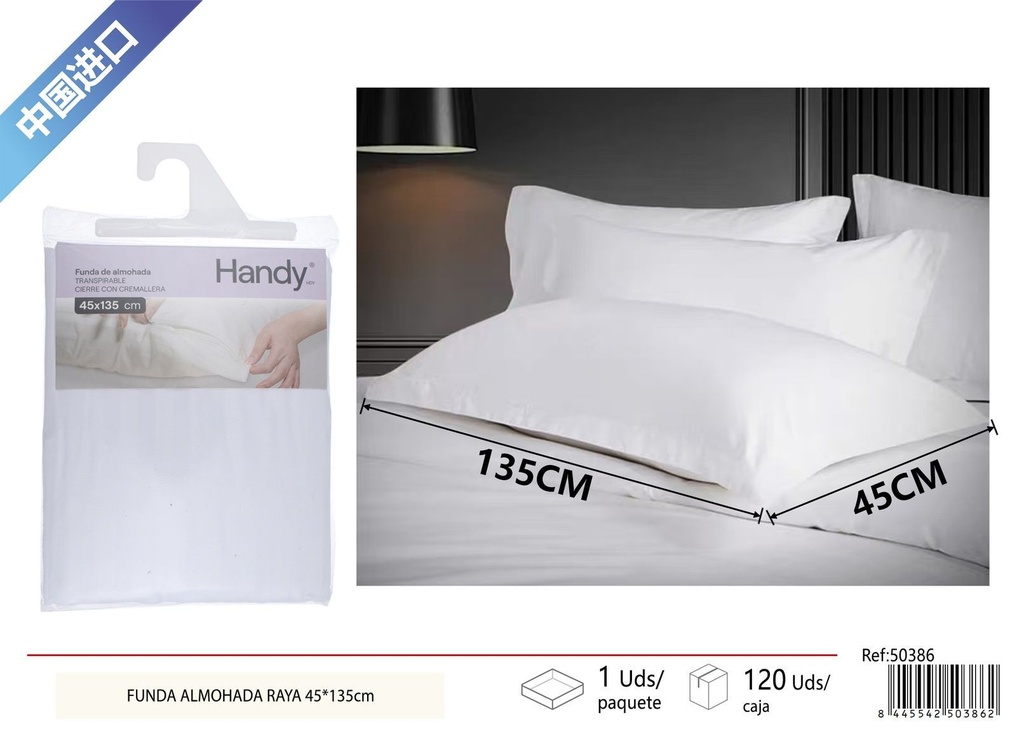 Funda de almohada blanca a rayas 45 x 135 cm - Textiles para el hogar y ropa de cama