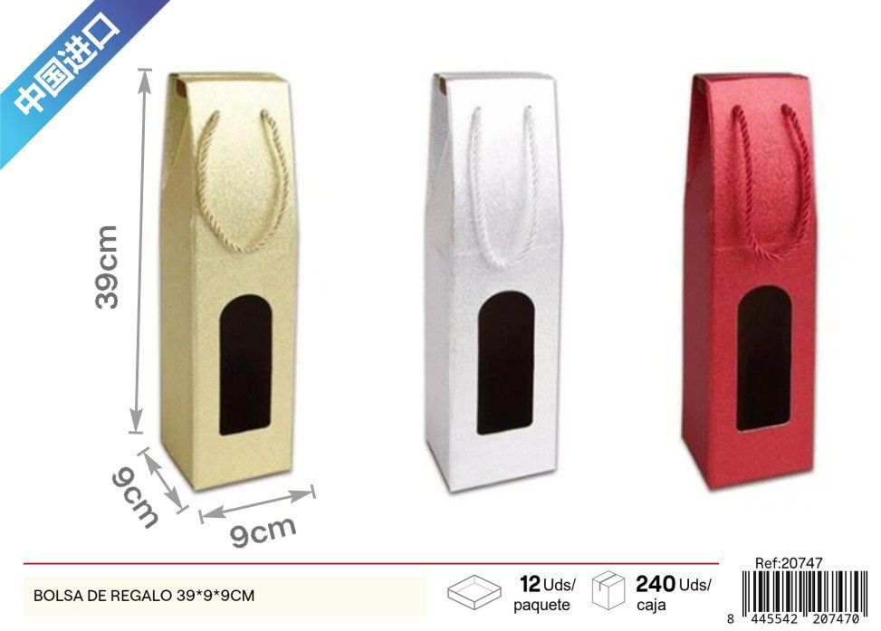 Bolsa de regalo para vino plegable 39x9x9 cm - Regalos y envoltorios