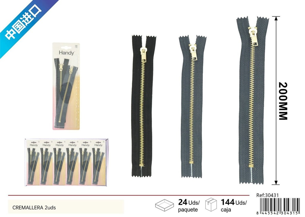 Cremallera 2 pcs - Accesorios de costura y cremallera